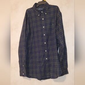 Polo Ralph Lauren‎ Dress Shirt Mens Size XL Classic Fit Green Plaid CottonChest